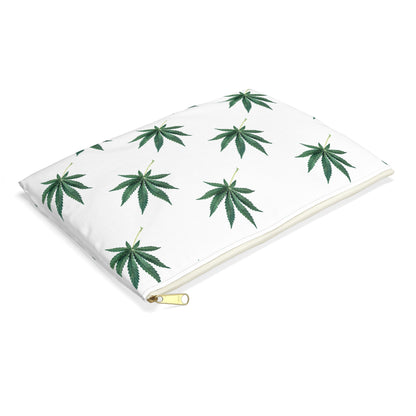 Marijuana Pattern - Accessory Pouch White - Embrace Hebrew Slang - Stoner Cannabis Weed Jewish Israeli Israel - by Far Out Prints & Co.