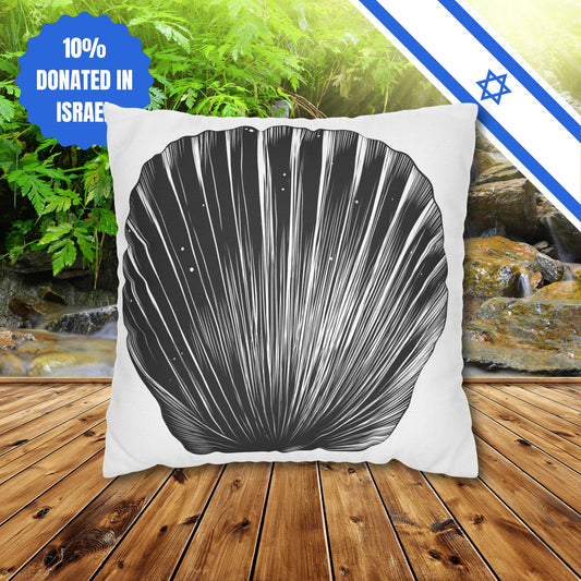 Square Pillowcase Gift Present Him Her His Her Adult Kid Home Decor House Couch Sofa Marine Ocean Conservation Lover Sea Shell Black White