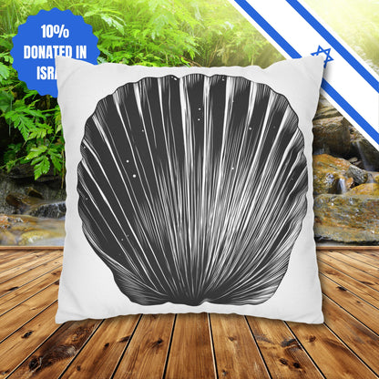 Square Pillowcase Gift Present Him Her His Her Adult Kid Home Decor House Couch Sofa Marine Ocean Conservation Lover Sea Shell Black White