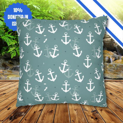 Square Pillowcase Gift Present Him Her His Her Adult Kid Home Decor House Couch Sofa Marine Ocean Conservation Lover Navy Anchors Ocean