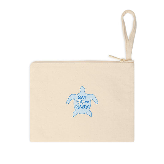 Say No To Plastic 100% Cotton Canvas Accessory Zipper Pouch Bag