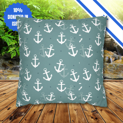 Square Pillowcase Gift Present Him Her His Her Adult Kid Home Decor House Couch Sofa Marine Ocean Conservation Lover Navy Anchors Ocean