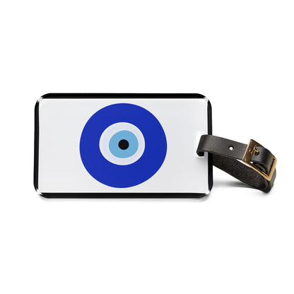 Evil Eye Blue | Premium Acrylic and Leather Luggage Tag | by Far Out Prints & Co