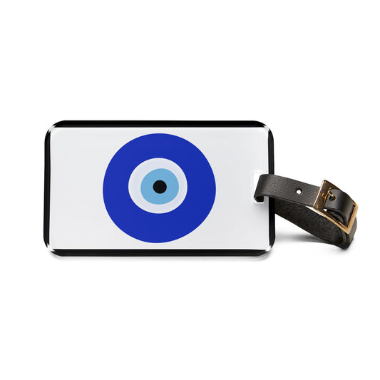 Evil Eye Blue | Premium Acrylic and Leather Luggage Tag | by Far Out Prints & Co