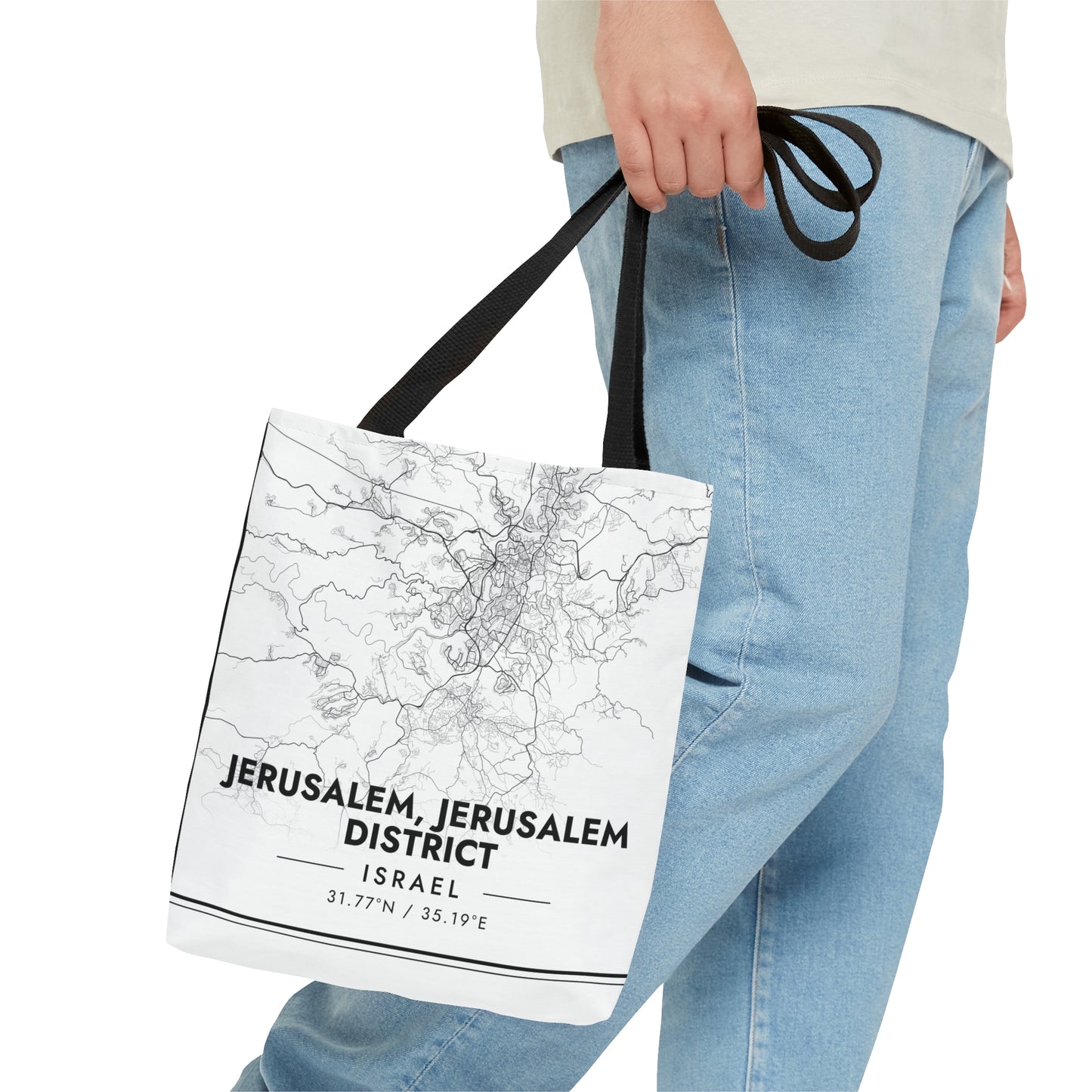 Map of Jerusalem |  Hebrew Israel Judaica Jewish Israeli | Tote Bag (AOP) | Far Out Prints & Co.