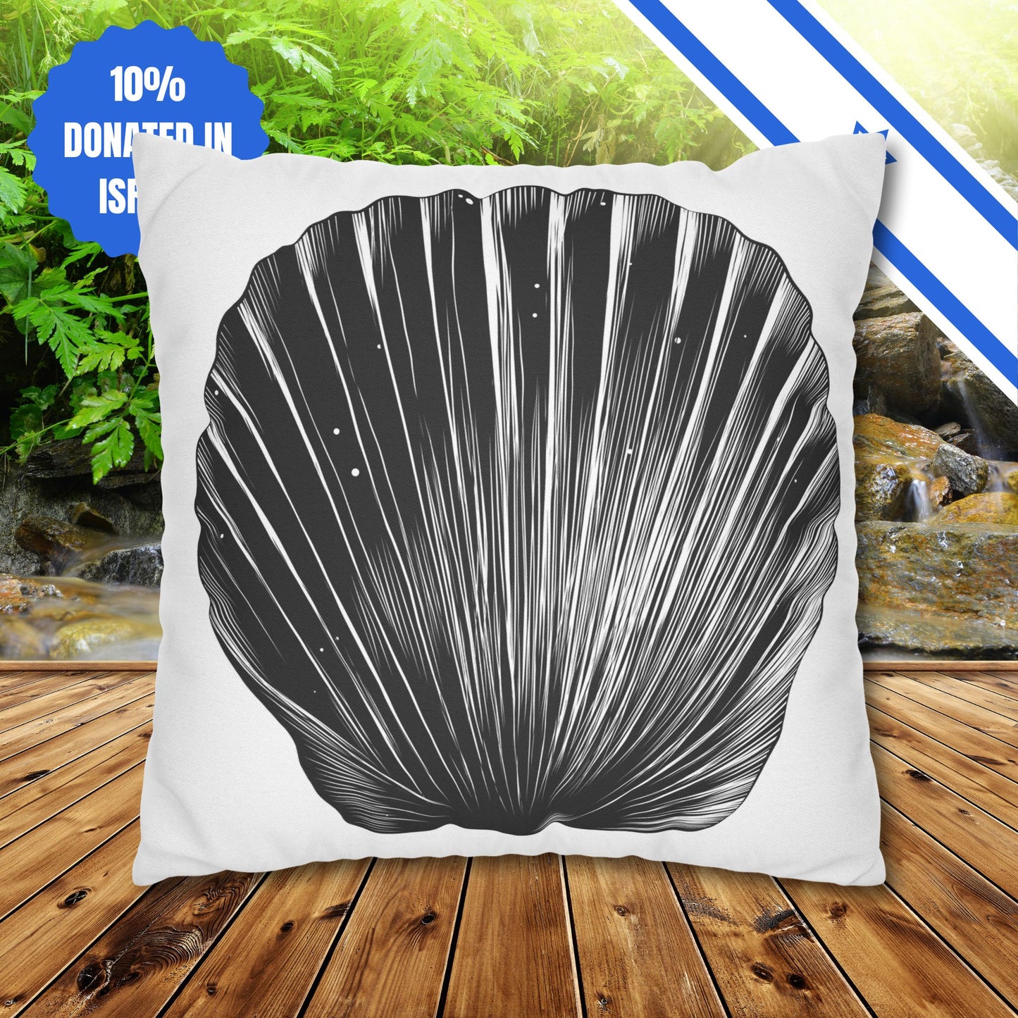 Square Pillowcase Gift Present Him Her His Her Adult Kid Home Decor House Couch Sofa Marine Ocean Conservation Lover Sea Shell Black White