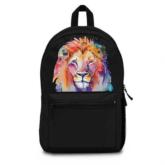 Watercolor Colorful Lion Backpack by Far Out Prints & Co.