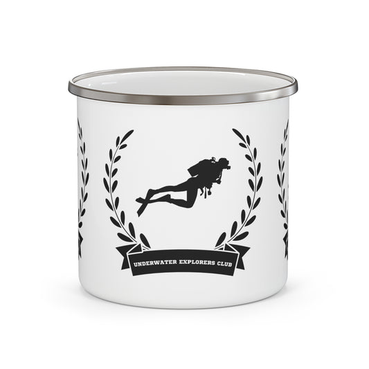 Enamel Cup Mug for Him Her Birthday Underwater Explorers Club Scuba Diving Gift Ocean Marine Life Lover Diver Themed Present Enamel Cup Gift