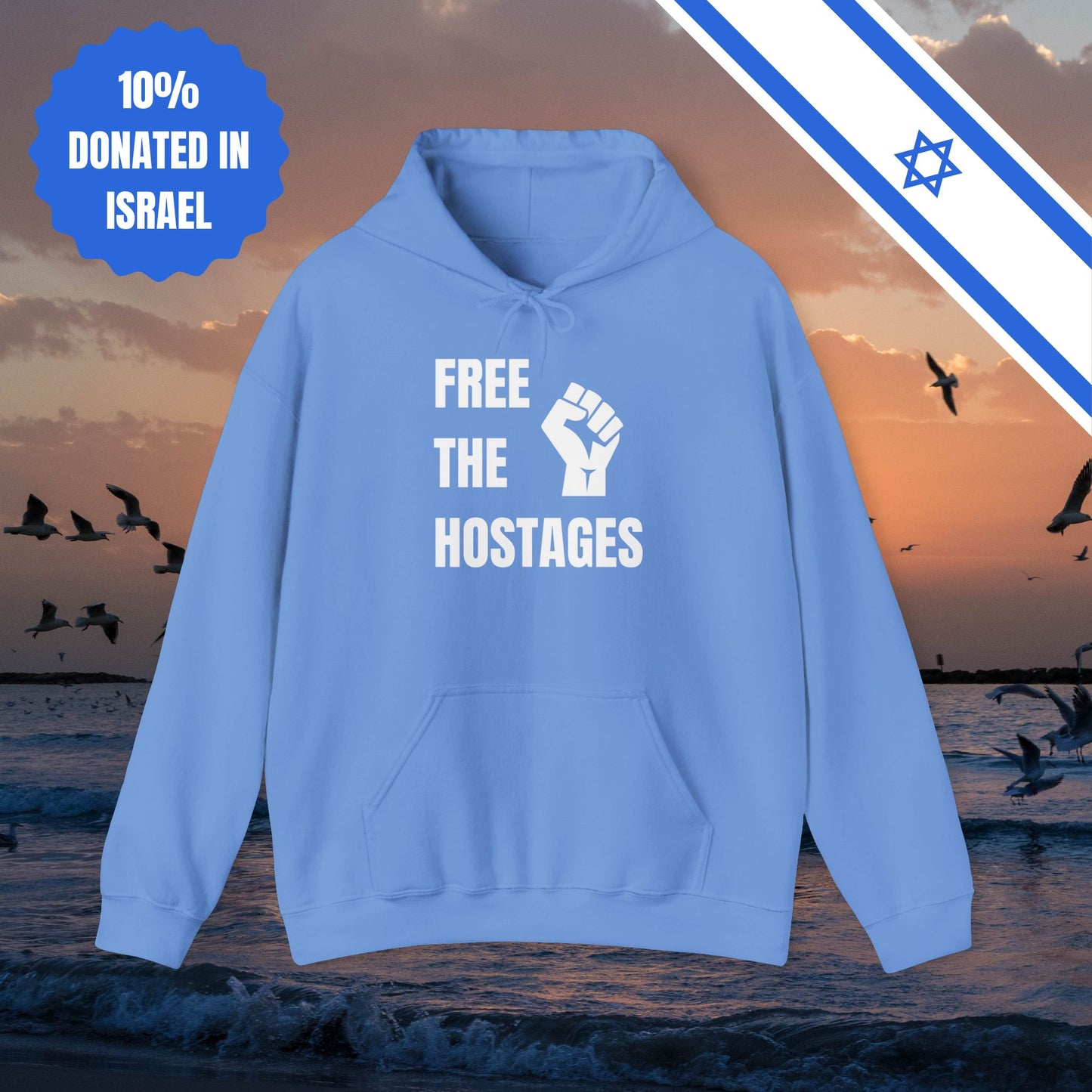 Free The Hostages | Unisex Hooded Sweatshirt | Israel Israeli Jewish Judaism Bring Them Home Stand With Us | by Far Out Prints & Co.