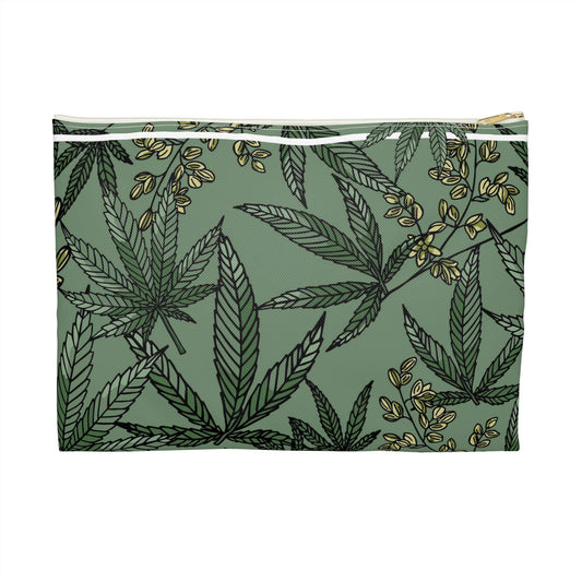 Male Marijuana Pattern - Accessory Pouch - Stoner Cannabis Weed Jewish Israeli Israel - by Far Out Prints & Co.