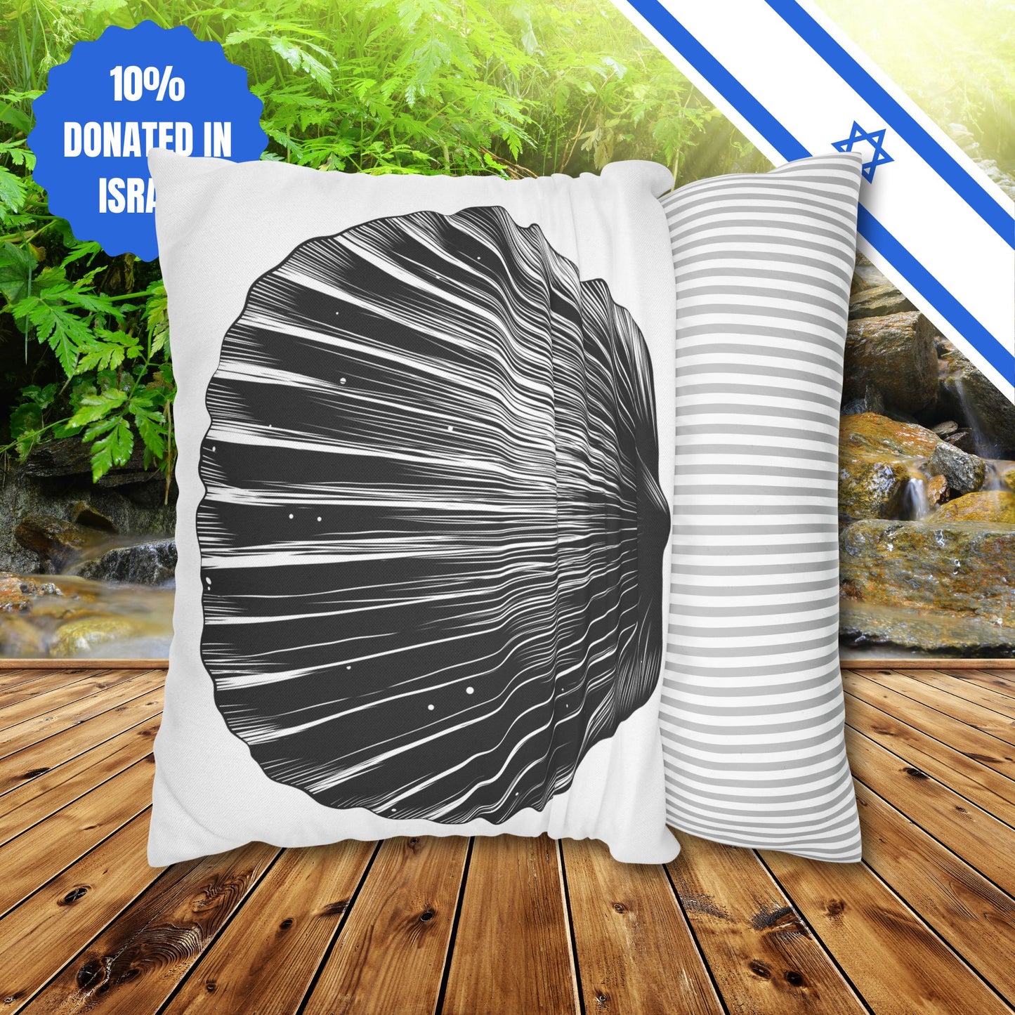 Square Pillowcase Gift Present Him Her His Her Adult Kid Home Decor House Couch Sofa Marine Ocean Conservation Lover Sea Shell Black White