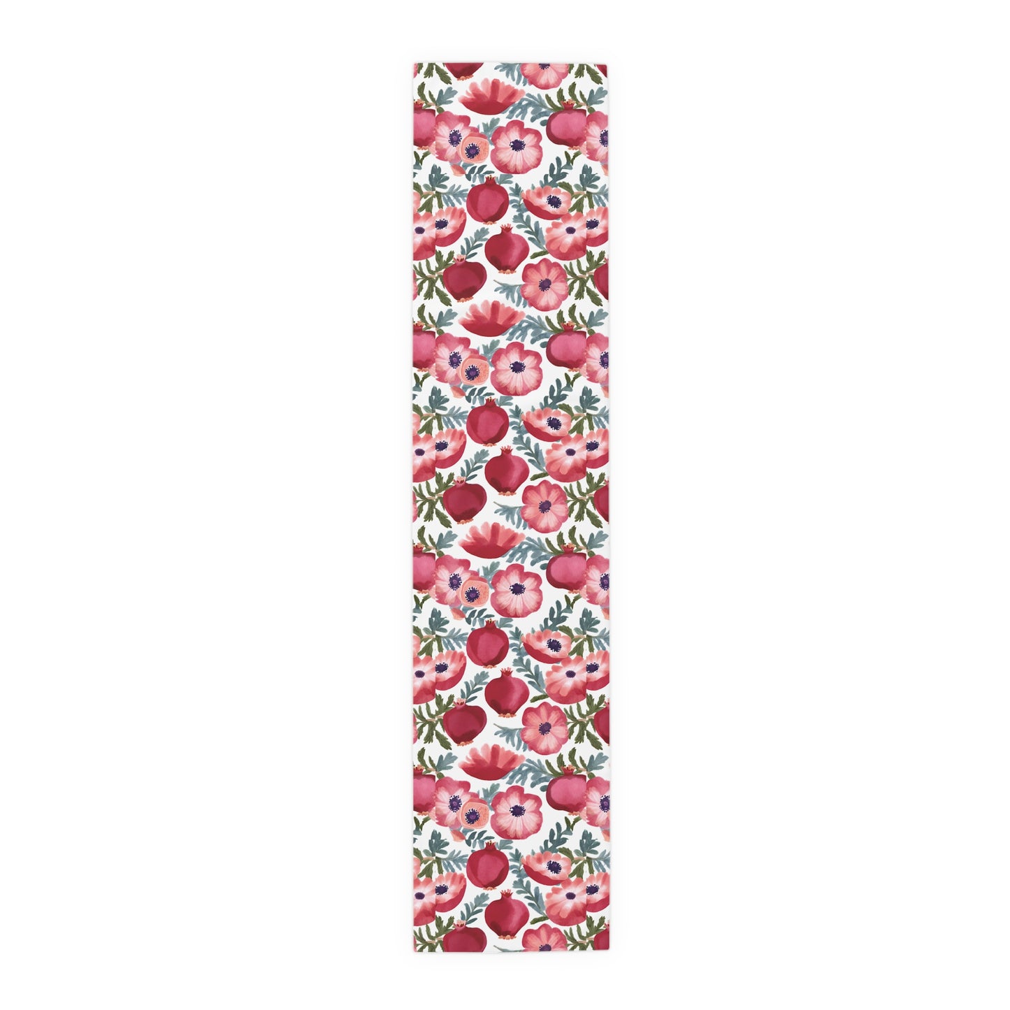 Rosh Hashanah Rosh HaShanah Rosh HaShana Rosh Ha-Shanah Pomegranate Anemone Flower Jewish Table Runner Israel Israeli Hebrew Table Runner
