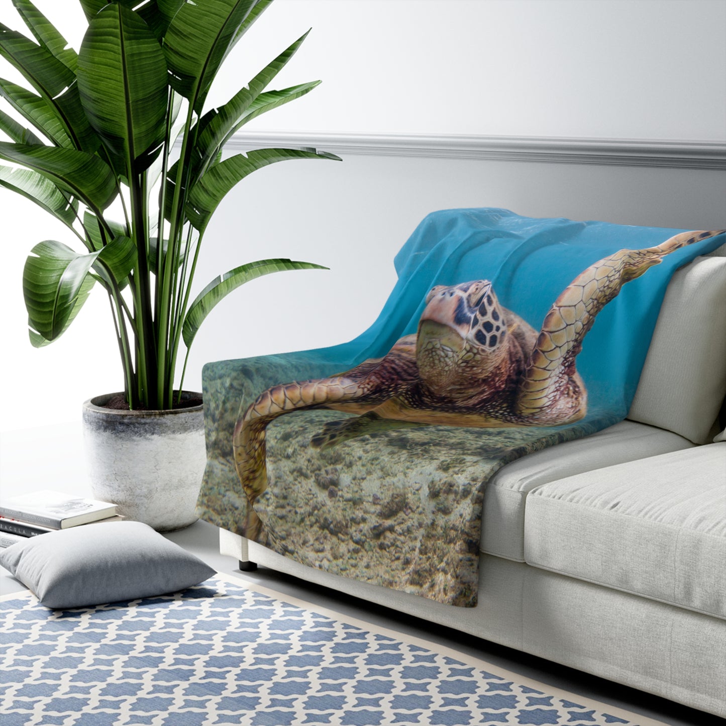 Cute Sea Turtle Sherpa Fleece Blanket