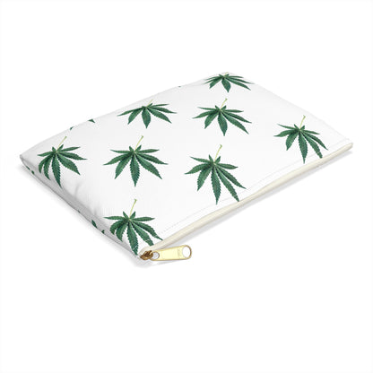 Marijuana Pattern - Accessory Pouch White - Embrace Hebrew Slang - Stoner Cannabis Weed Jewish Israeli Israel - by Far Out Prints & Co.