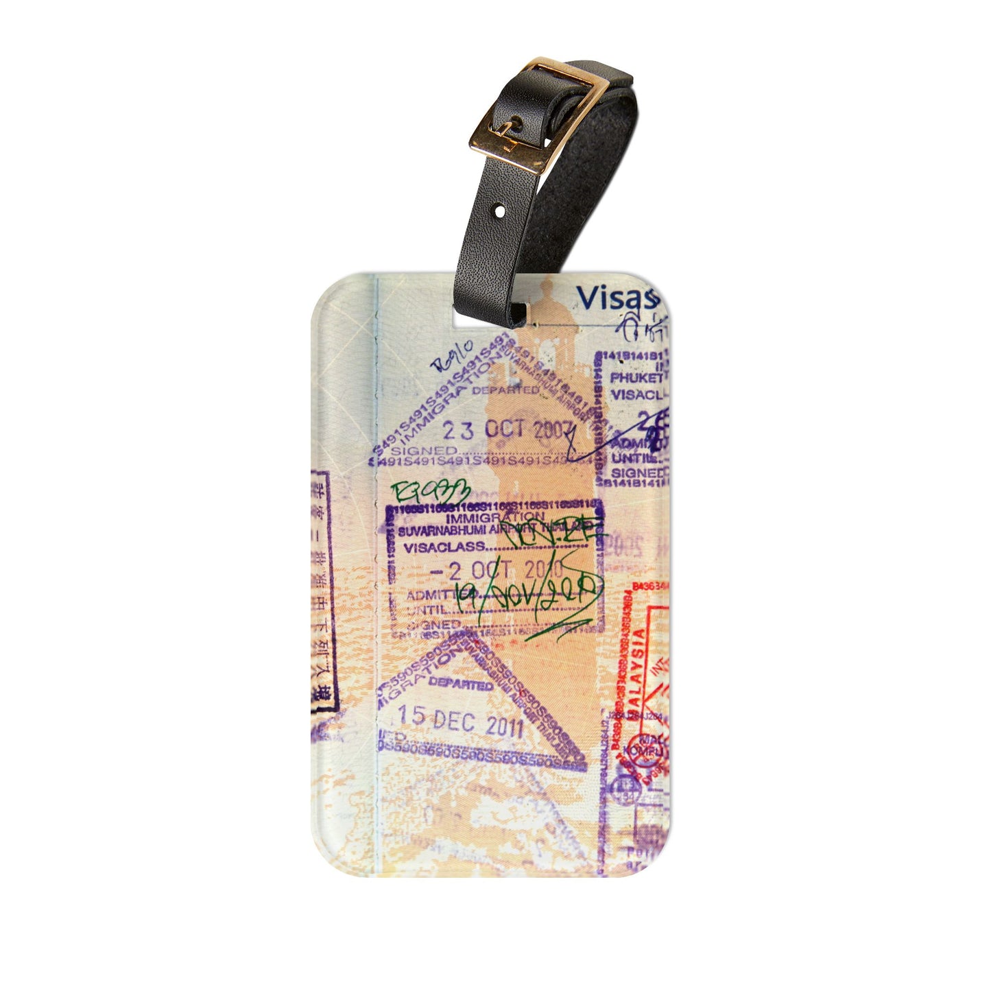 Visa Stamped Passport Travel | Premium Acrylic and Leather Luggage Tag | by Far Out Prints & Co