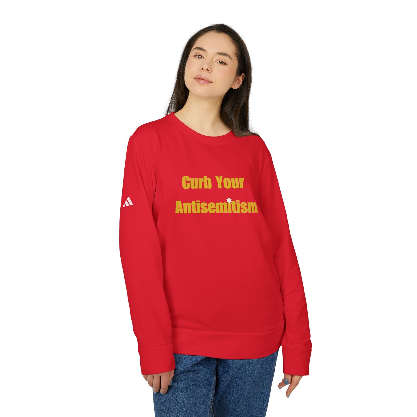 Curb Your Antisemitism Sweatshirt Personalised Customised Israeli Unisex Fleece Crewneck Sweatshirt Jewish Gift Israel Present Stand With Us