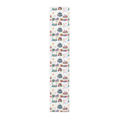 Happy Birthday Cake and Fun Pattern | Table Runner | Far Out Prints & Co.