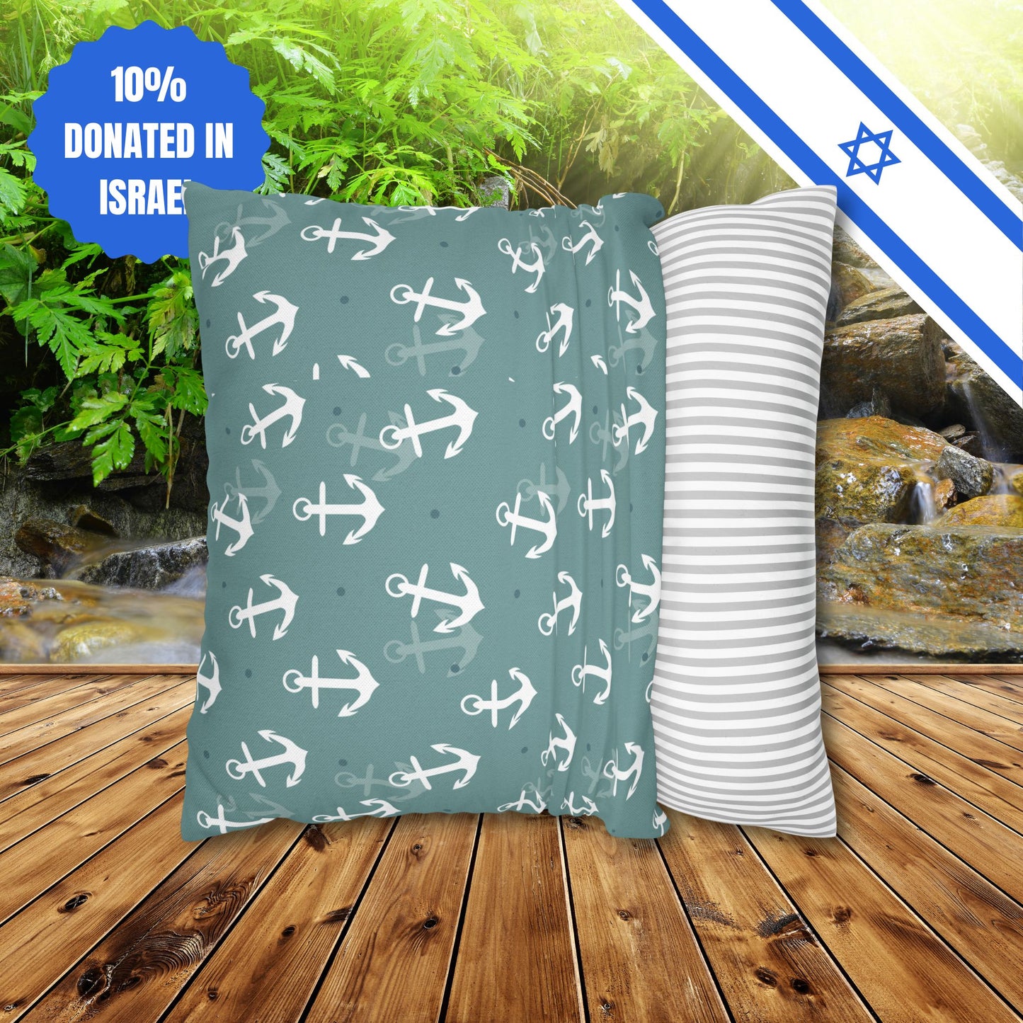 Square Pillowcase Gift Present Him Her His Her Adult Kid Home Decor House Couch Sofa Marine Ocean Conservation Lover Navy Anchors Ocean
