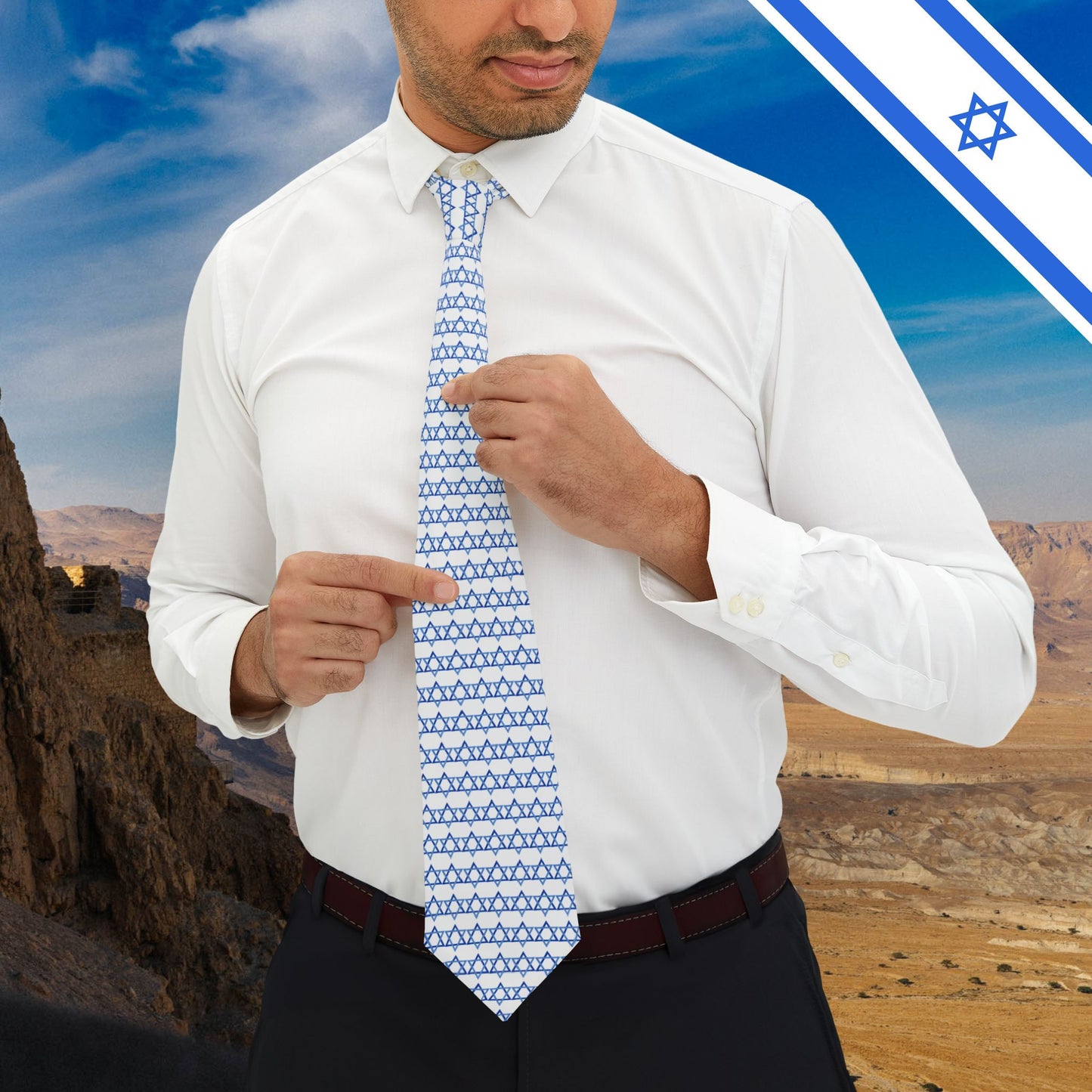 Blue Star of David Jewish Judaism Necktie by Far Out Prints & Co.