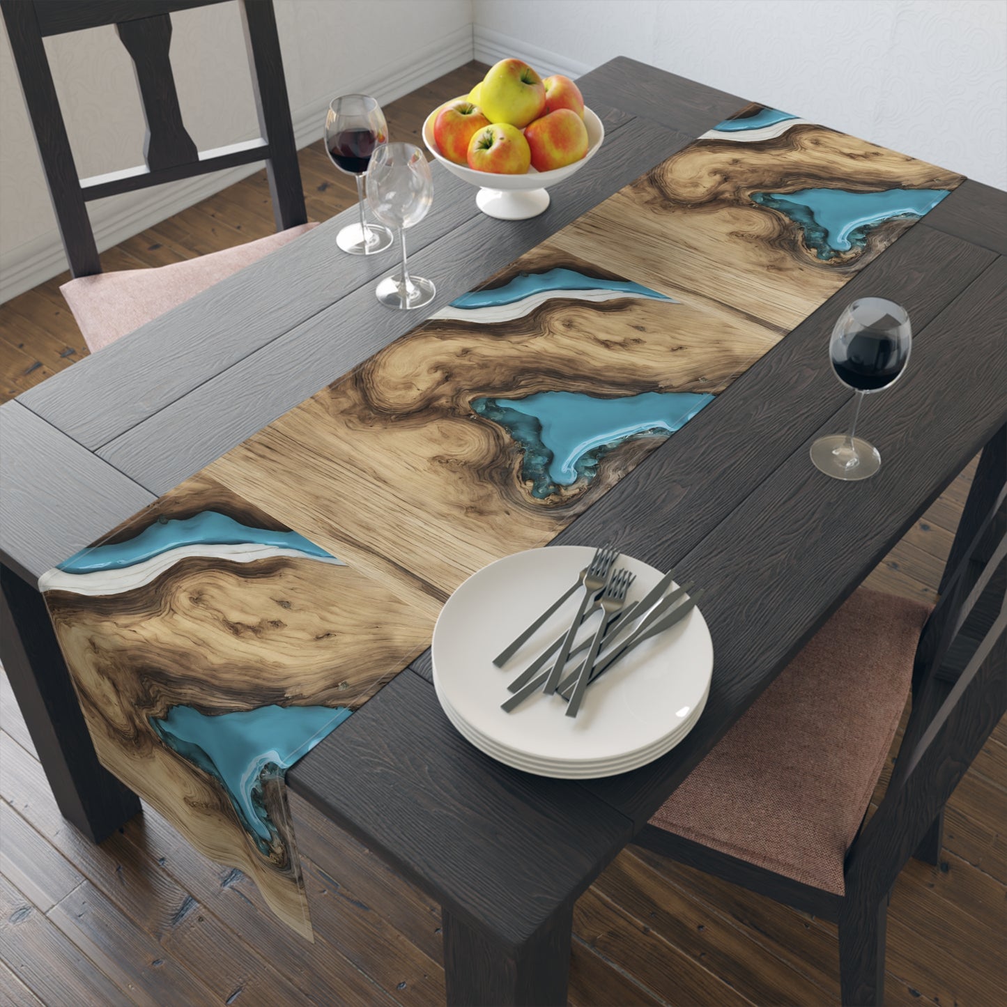 Wood Epoxy Resin Turqoise Design Table Runner Israel Israeli Judaism Judaica Jewish Gifts Presents Him Her | by Far Out Prints & Co.