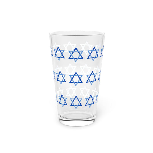 Glass Cup Star of David Jewish Judaica Judaism Israeli Israel Pint Glass 16oz Hebrew Gift His Hers Him Her Birthday Present Israel Gifts
