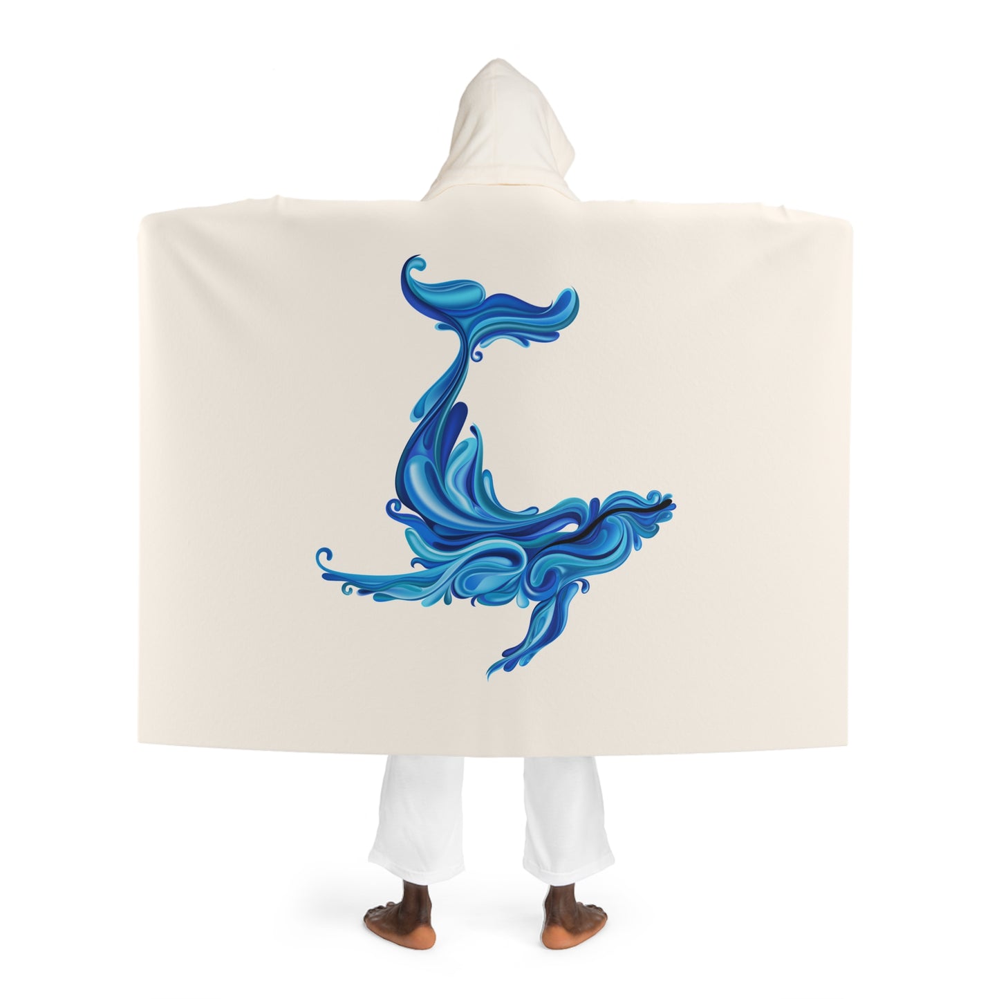 Blue Whale Print Hooded Sherpa Fleece Blanket