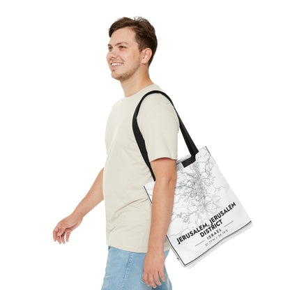 Map of Jerusalem |  Hebrew Israel Judaica Jewish Israeli | Tote Bag (AOP) | Far Out Prints & Co.