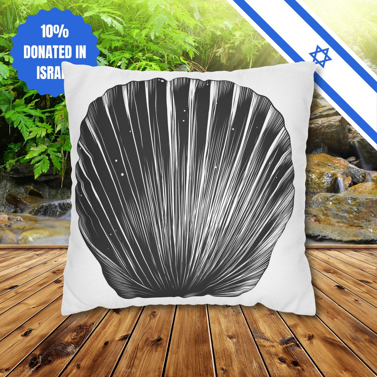 Square Pillowcase Gift Present Him Her His Her Adult Kid Home Decor House Couch Sofa Marine Ocean Conservation Lover Sea Shell Black White