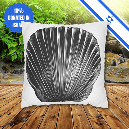 Square Pillowcase Gift Present Him Her His Her Adult Kid Home Decor House Couch Sofa Marine Ocean Conservation Lover Sea Shell Black White