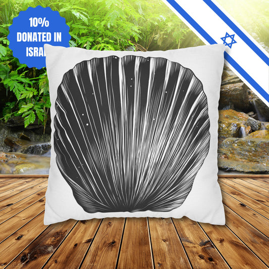 Square Pillowcase Gift Present Him Her His Her Adult Kid Home Decor House Couch Sofa Marine Ocean Conservation Lover Sea Shell Black White