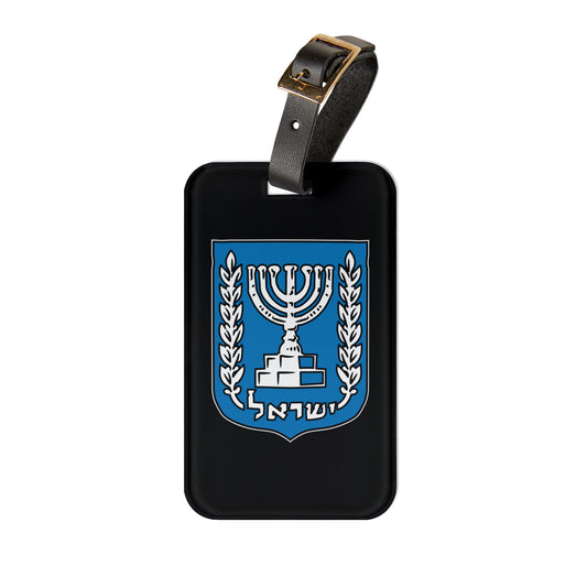 Israel Emblem Premium Acrylic and Leather Luggage Tag by Far Out Prints & Co Gift Present