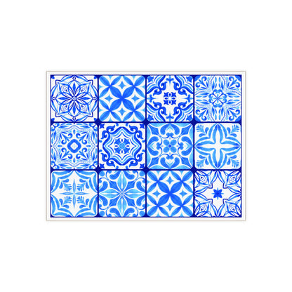 Blue and White Moroccan Design 2 - Jewish Art Judaica Judaism Israel Israeli - Ceramic Photo Tile - Far Out Prints & Co.