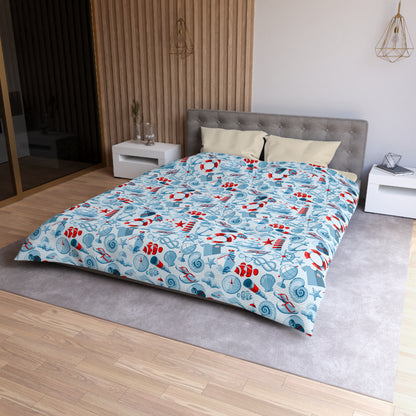 Duvet Cover Blanket for Him Her Gift Ocean Lover Present Orca Killer Whale Dolphin Pattern Navy Nautical Marine Life Sea Kids Adults Comfy
