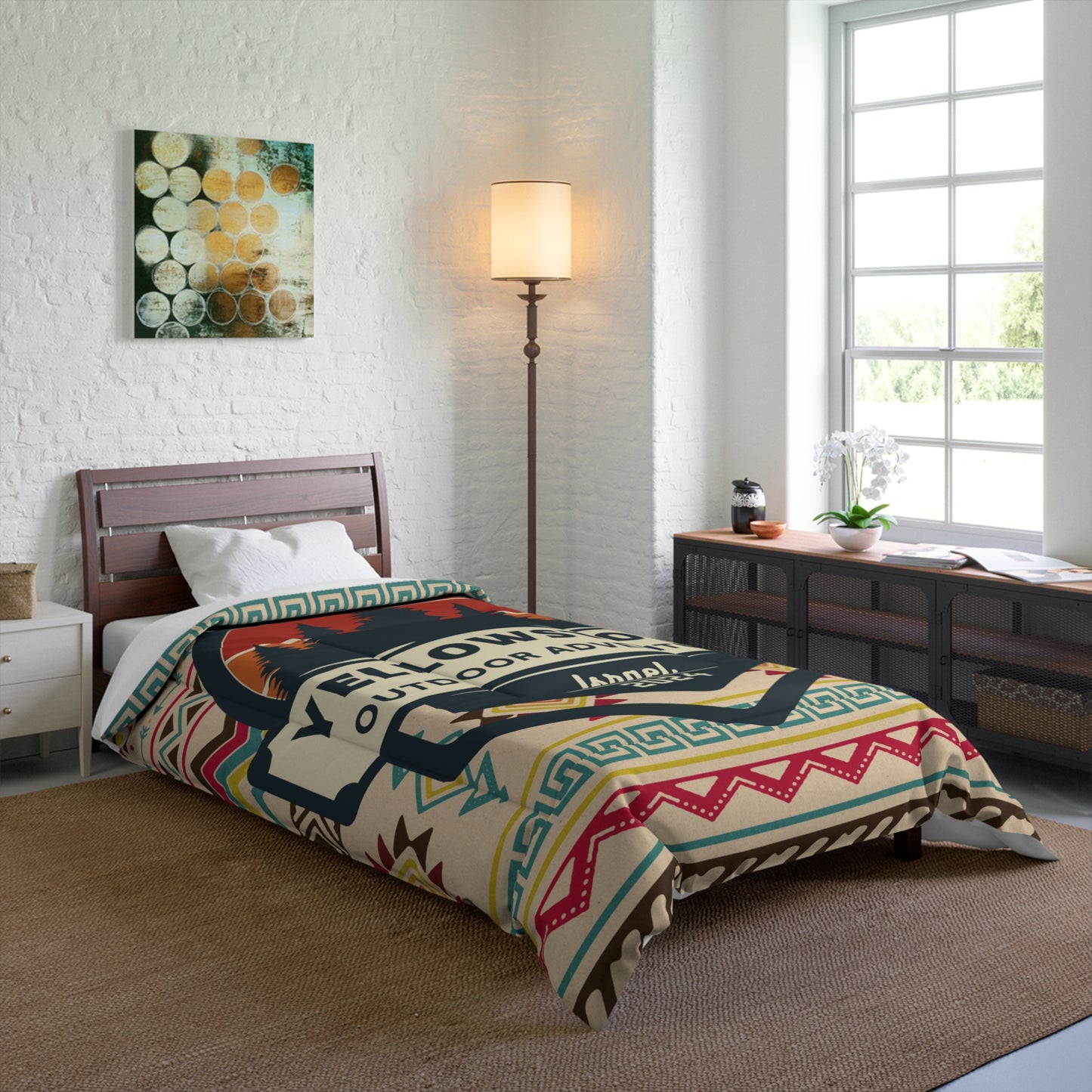 Yellowstone Outdoor Adventure Azteca Comforter by Far Out Prints & Co.