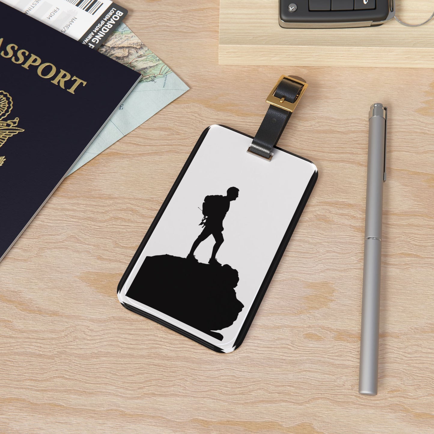 Seek Adventure Premium Acrylic and Leather Luggage Tag | by Far Out Prints & Co