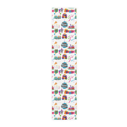 Happy Birthday Cake and Fun Pattern | Table Runner | Far Out Prints & Co.