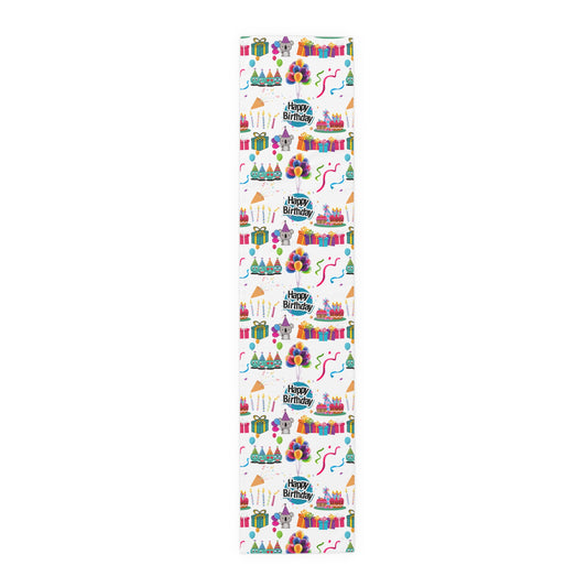Happy Birthday Cake and Fun Pattern | Table Runner | Far Out Prints & Co.