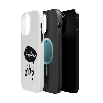 Shalom MagSafe Tough Phone Cases - Hebrew Israel Israeli Jewish Judaism Judaica - by Far Out Prints & Co.