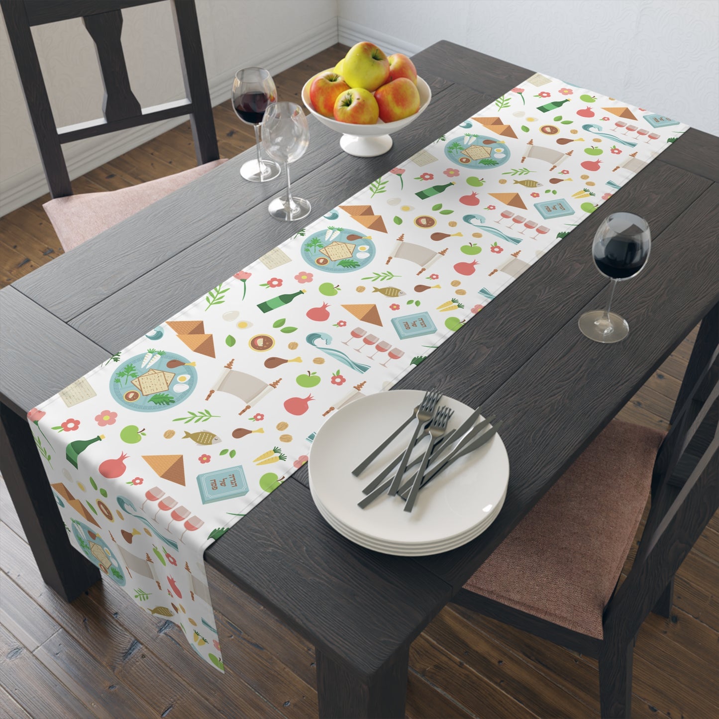 Happy Passover | Israel Israeli Judaism Judaica Jewish Holiday Themed | Table Runner | by Far Out Prints & Co.