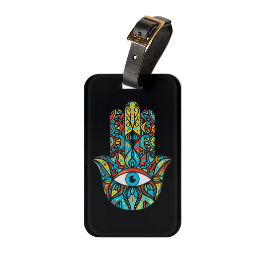Hamsa II  | Premium Acrylic and Leather Luggage Tag | by Far Out Prints & Co