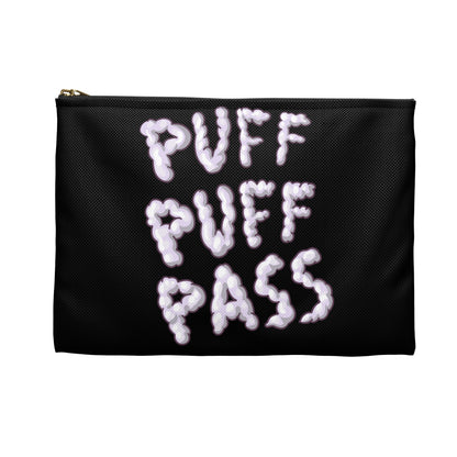 Puff Puff Pass - Accessory Pouch Black - Stoner Cannabis Weed Jewish Israeli Israel - by Far Out Prints & Co.