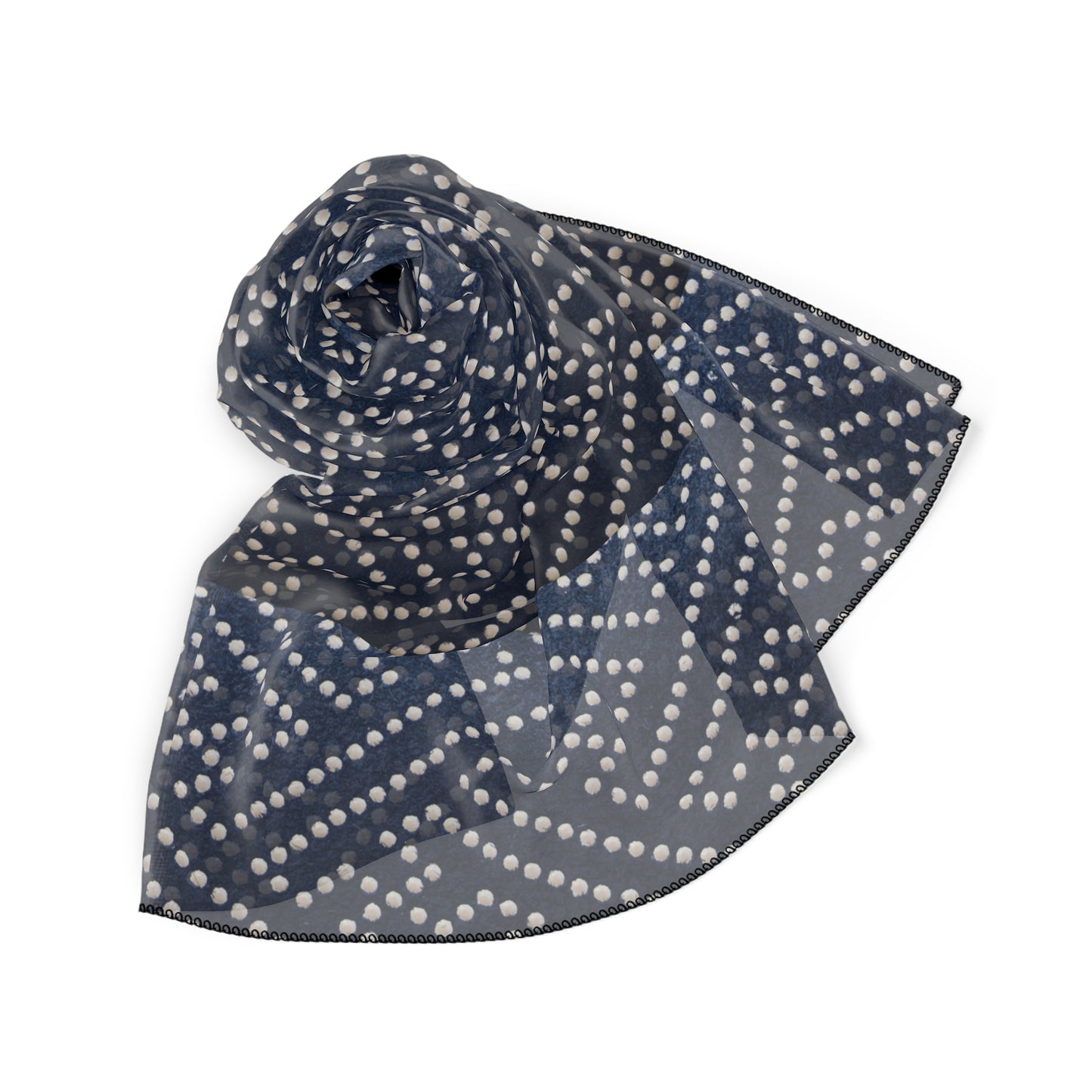 Classic White Polka Dots and Dark Blue Background | Jewish Judaism Judaica Israel Israeli Art | Poly Scarf | by Far Out Prints & Co