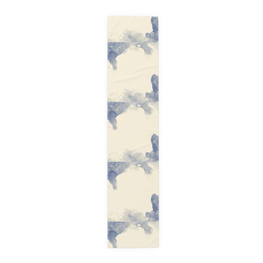 Blue and Golden Flecks | Table Runner | Israel Israeli Judaism Judaica Jewish Holiday Themed | by Far Out Prints & Co.