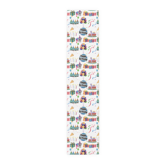 Happy Birthday Cake and Fun Pattern | Table Runner | Far Out Prints & Co.