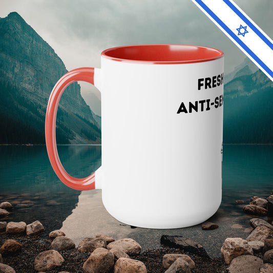 Fresh Brew of anti-Semitic Tears - Two-Tone Coffee Mugs, 15oz - Cafe Lovers - Far Out Prints & Co.
