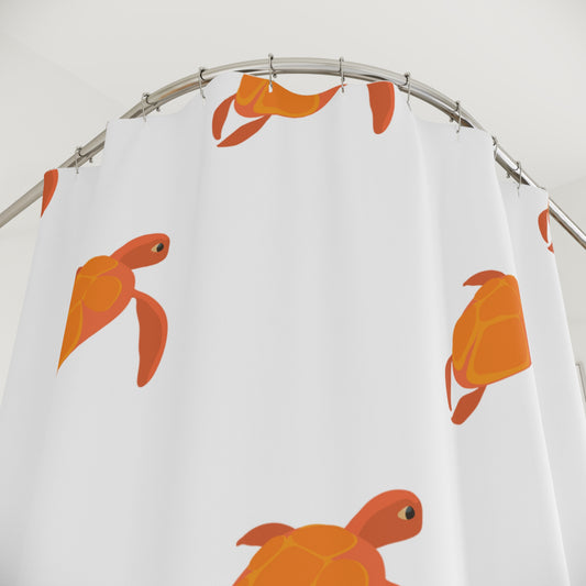 Orange Turtle Pattern Shower Curtain