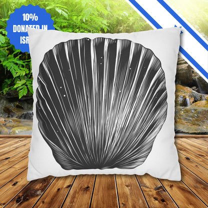 Square Pillowcase Gift Present Him Her His Her Adult Kid Home Decor House Couch Sofa Marine Ocean Conservation Lover Sea Shell Black White