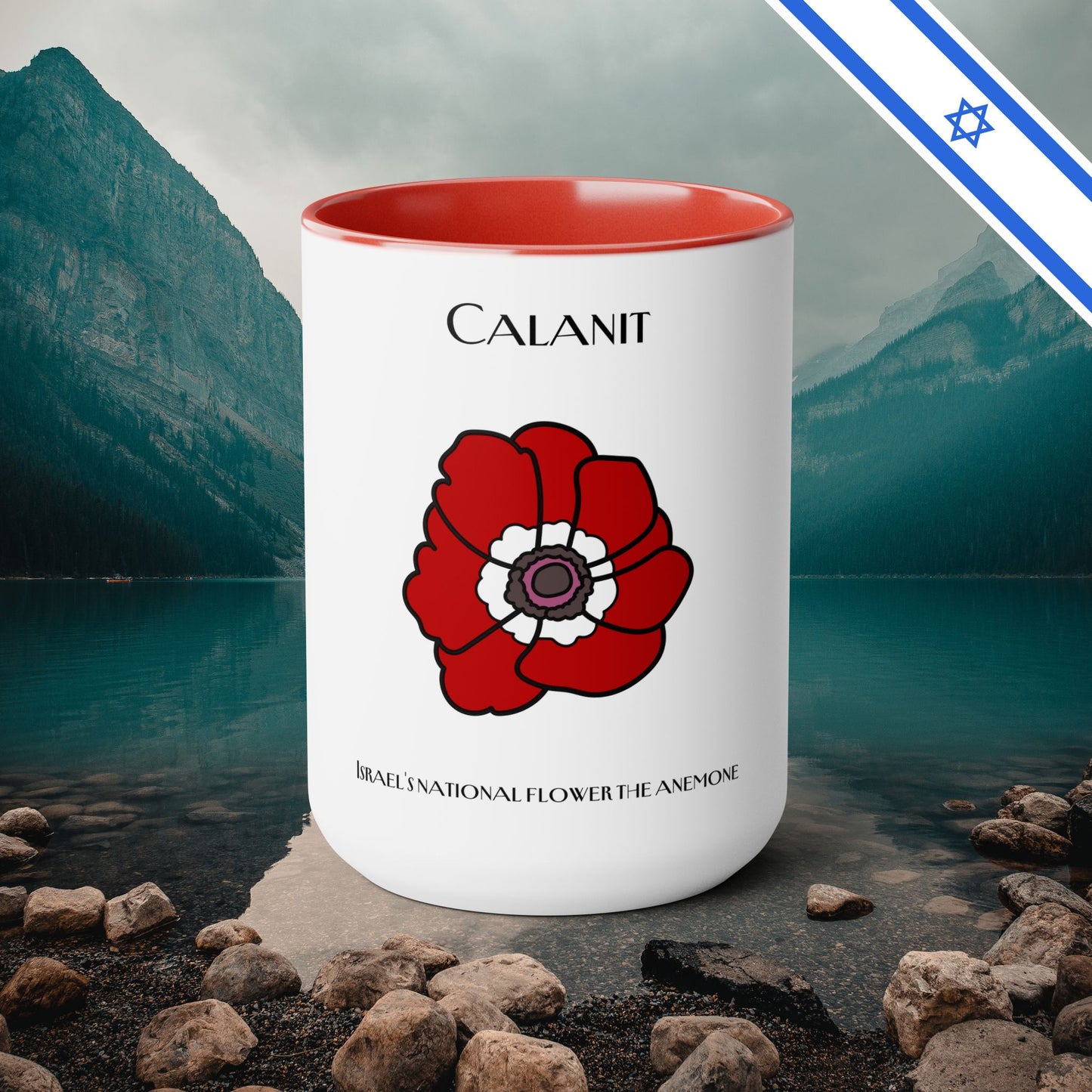 Calanit Israel's National Flower - Two-Tone Coffee Mugs, 15oz - Cafe Lovers - Far Out Prints & Co.