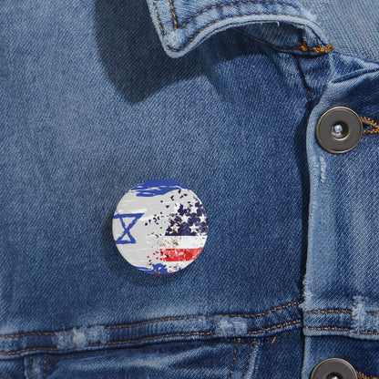 Israel USA Flag Round Pins by Far Out Prints & Co.