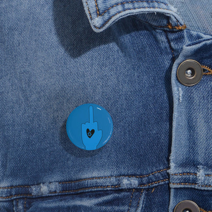 Blue Bloody Hands Middle Finger - Pin Buttons Pins - Israel Israeli Jewish Judaism Judaica - by Far Out Prints & Co.